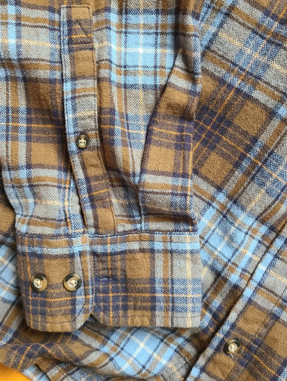 Eddie Bauer Plaid Button-Down Shirt Flannel- Light Blue & Brown Sz XXL - Picture 5 of 6